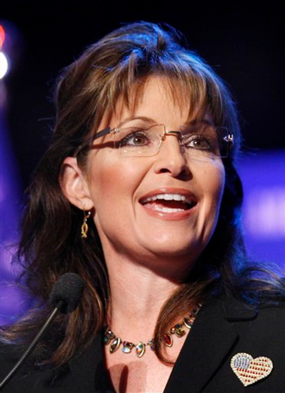 FILE - In this May 1, 2010 file photo, former Republican vice presidential candidate Sarah Palin addresses the 2nd biannual Michigan Defending the American Dream Summit in Clarkston, Mich. (AP Photo/Carlos Osorio, file) (AP)