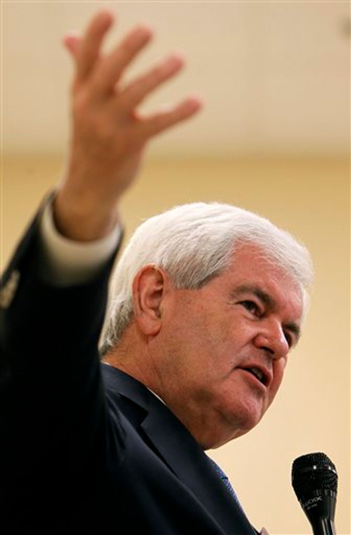 Former U.S. Speaker of the House Newt Gingrich speaks during a fundraising breakfast for Iowa Congressional candidate Brad Zaun, Monday, July 12, 2010, in Des Moines, Iowa. (AP Photo/Charlie Neibergall) (AP)