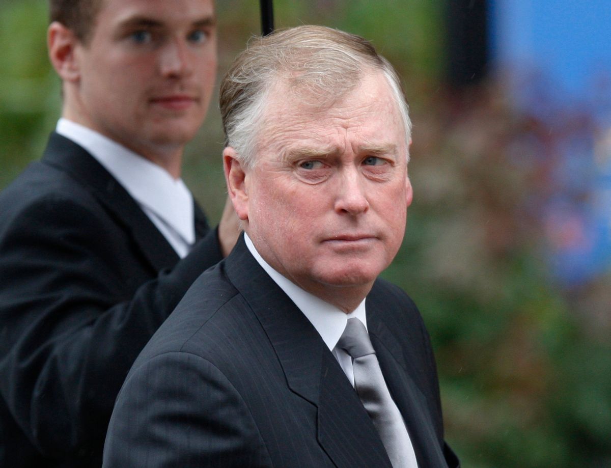 Former United States Vice President Dan Quayle arrives for funeral services of U.S Senator Edward Kennedy at the Basilica of Our Lady of Perpetual Help in Boston, Massachusetts August 29, 2009. Senator Kennedy died Tuesday after a battle with cancer.     REUTERS/Mike Segar (UNITED STATES POLITICS OBITUARY) (Â© Mike Segar / Reuters)