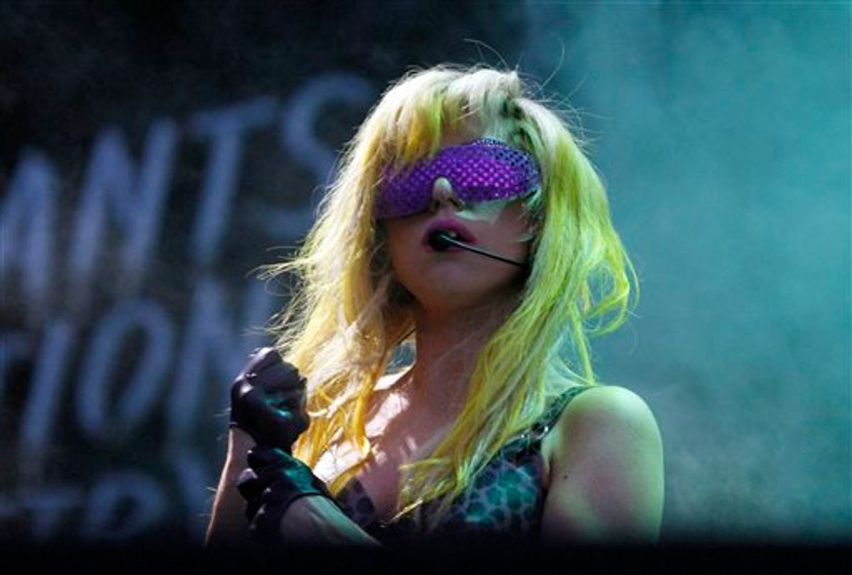 Lady Gaga performs during the fifth annual concert festival at Lollapalooza in Grant Park Friday, Aug. 6, 2010., in Chicago. (AP Photo/Nam Y. Huh) (AP)