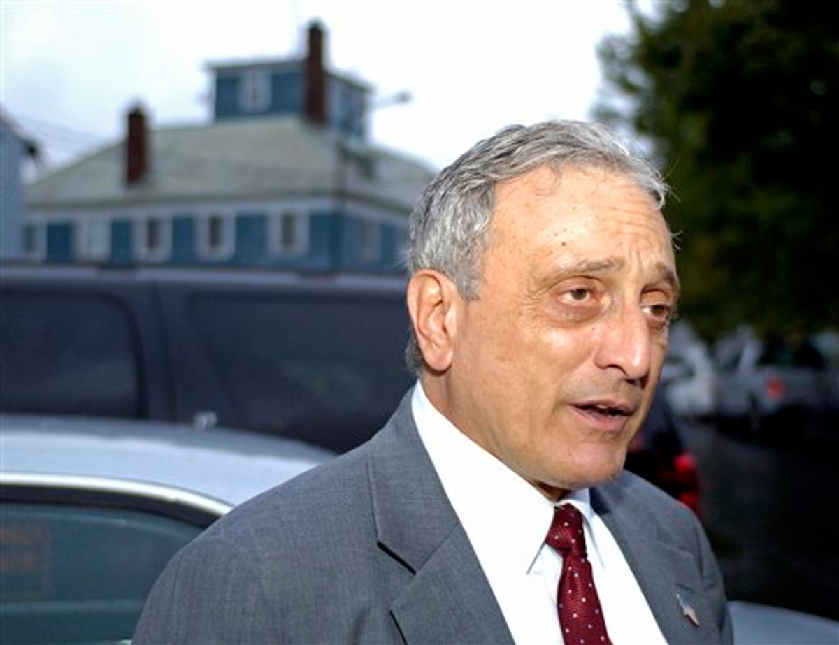 Carl Paladino, New York State Republican gubernatorial candidate answers a reporter's question before speaking at the Buffalo Yacht Club in Buffalo, N.Y. on Thursday, Sept. 16, 2010. (AP Photo/Don Heupel) (AP)