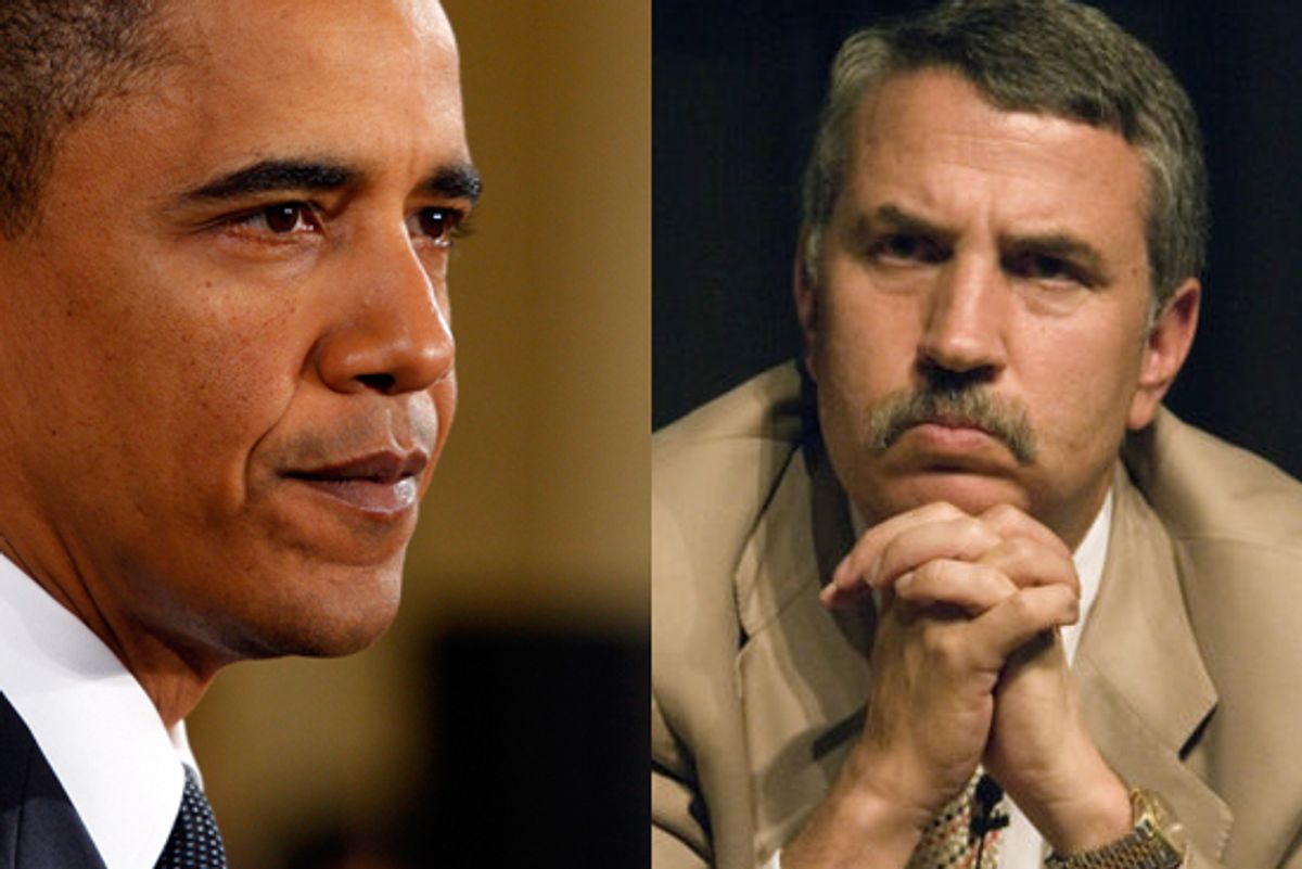 President Barack Obama, left, and Thomas Friedman