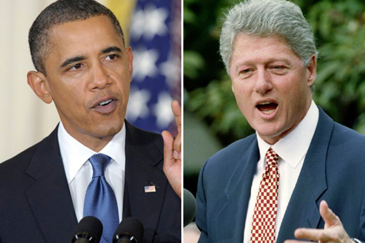 President Obama, and former President Bill Clinton, in October 1994.