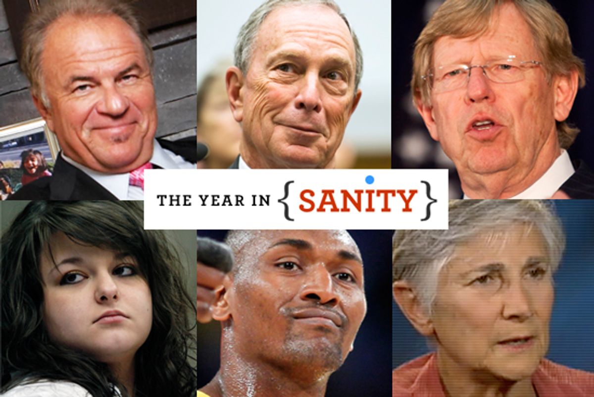 Clockwise, from top left: Grant Woods, Michael Bloomberg, Ted Olson, Diane Ravitch, Ron Artest, Constance McMillen  