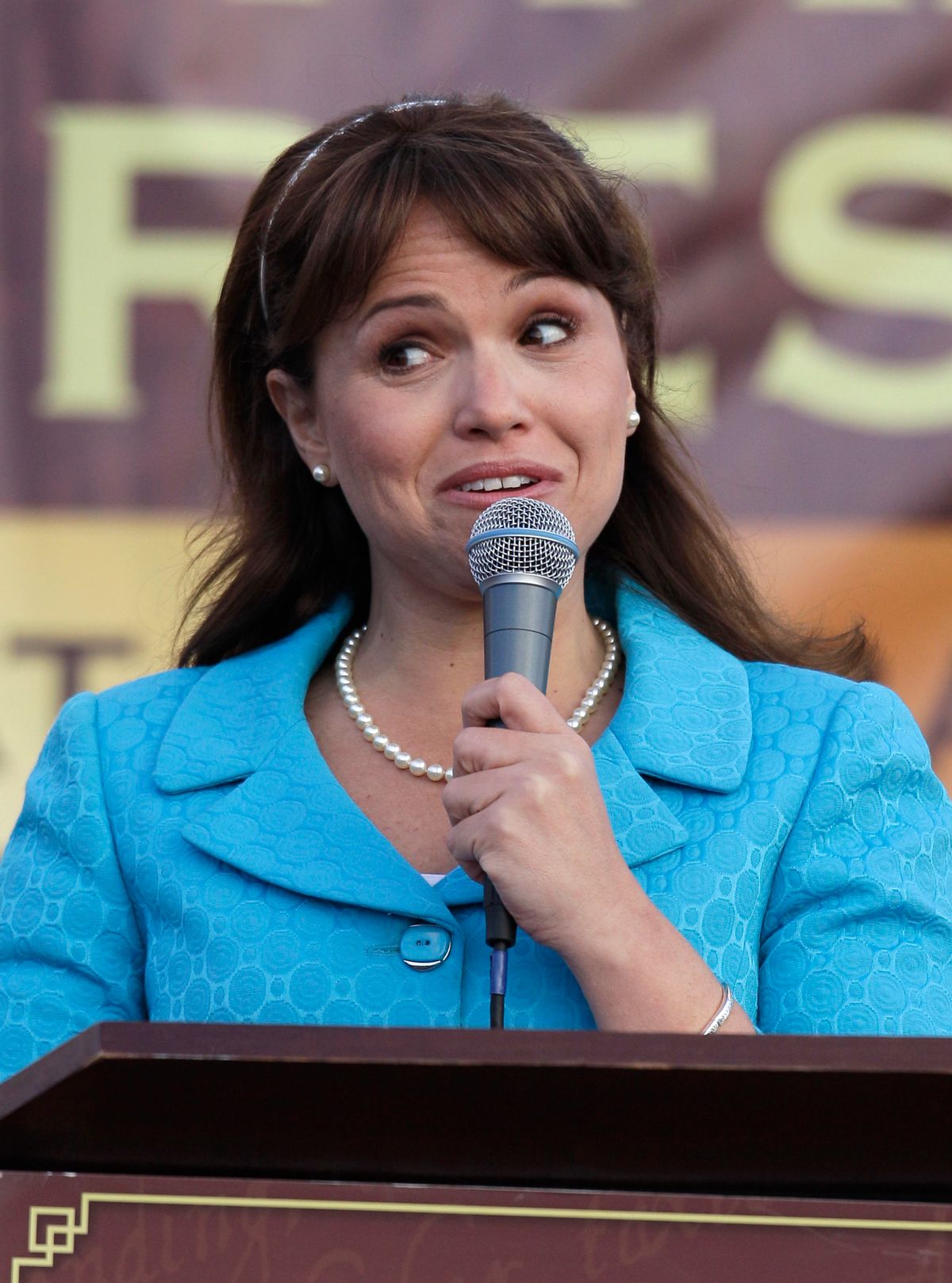 Delaware Republican Senate nominee Christine OâDonnell during Tea Party Express rally, Sunday, Oct. 31, 2010, in Wilmington, Del. (AP Photo/Rob Carr) (Rob Carr)