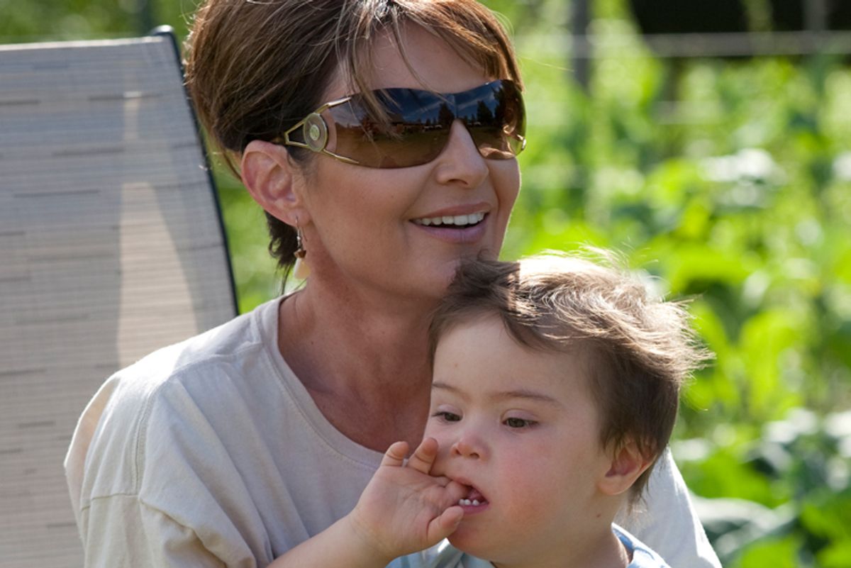 Sarah Palin with her son, Trig 