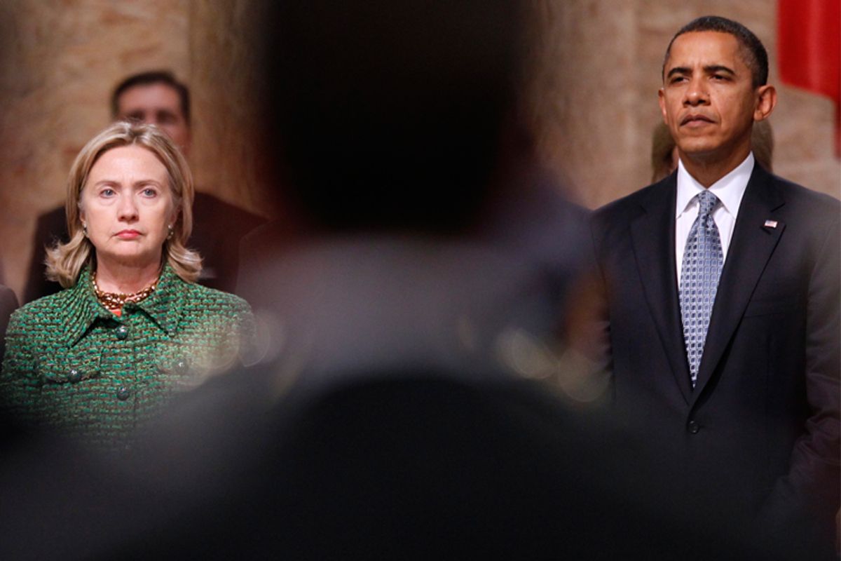 Hillary Rodham Clinton and Barack Obama 