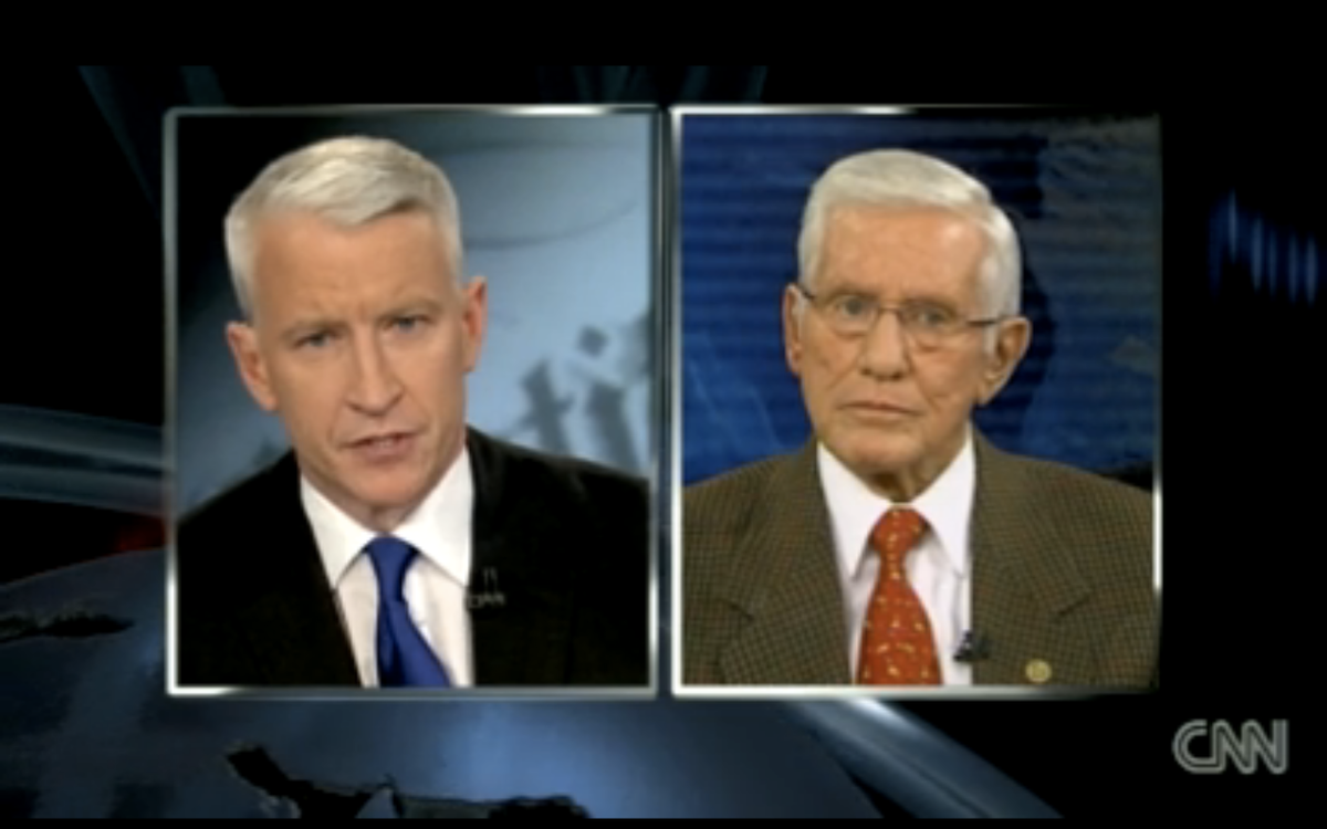 Anderson Cooper interviewing Texas State Rep. Leo Berman       