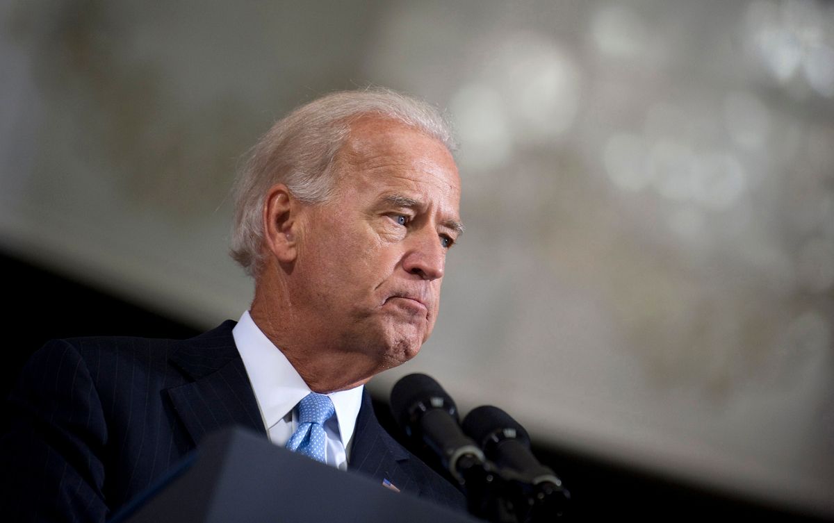 U.S. Vice President Joe Biden speaks during the change of command ceremony in Baghdad September 1, 2010.  Biden, in Iraq to mark the end of U.S. combat operations there, said on Wednesday he believed Iraqis were close to forming a goverment.  REUTERS/Jim Watson/Pool (IRAQ - Tags: POLITICS MILITARY) (Â© Pool New / Reuters)