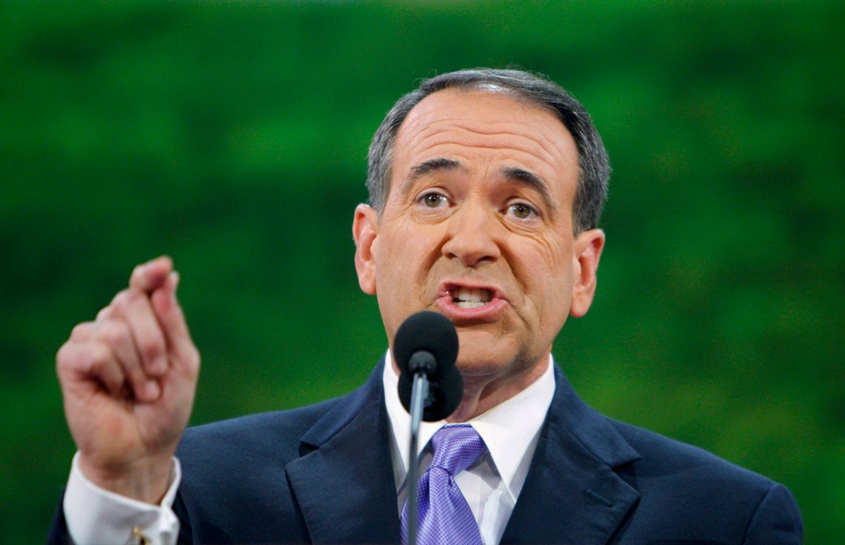 Former Republican presidential candidate Mike Huckabee speaks during the third session of the 2008 Republican National Convention in St. Paul, Minnesota September 3, 2008.   REUTERS/Brian Snyder    (UNITED STATES)   US PRESIDENTIAL ELECTION CAMPAIGN 2008  (USA)  (Â© Brian Snyder / Reuters)