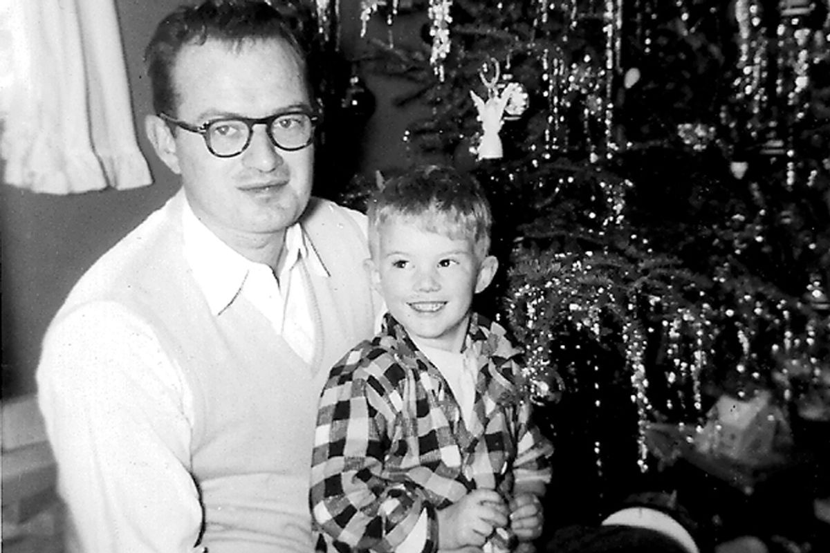 Father and son at Christmas in better times