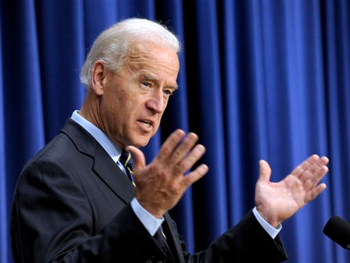 FILE - In this Nov. 19, 2010 file photo, Vice President Joe Biden gestures while speaking the South Court Auditorium at the White House in Washington. For an early idea of how the Democratic White House and emboldened House Republicans will get along next year, keep an eye on Biden and California congressman Darrell Issa. (AP Photo/Susan Walsh, File)  (AP)