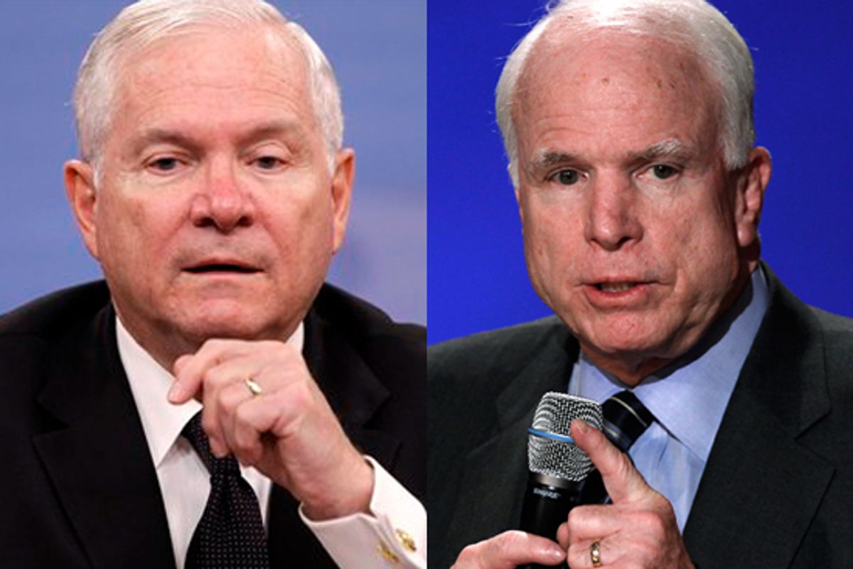 Defense Secretary Robert Gates and Sen. John McCain