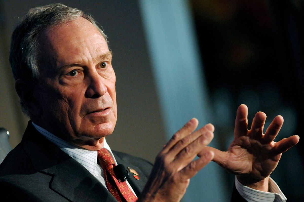 New York City Mayor Michael Bloomberg gestures as he speaks during the 2010 meeting of the Wall Street Journal CEO Council in Washington, November 16, 2010.   REUTERS/Jonathan Ernst    (UNITED STATES - Tags: POLITICS BUSINESS) (Â© Jonathan Ernst / Reuters)