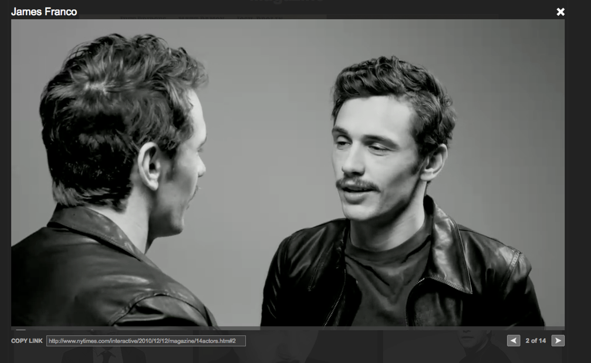 James Franco performs in a video for the New York Times.