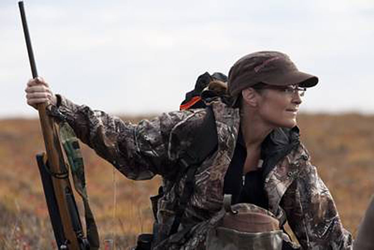 Sarah Palin hunts caribou near Juniper Creek, in the tundra north of the Arctic Circle. 