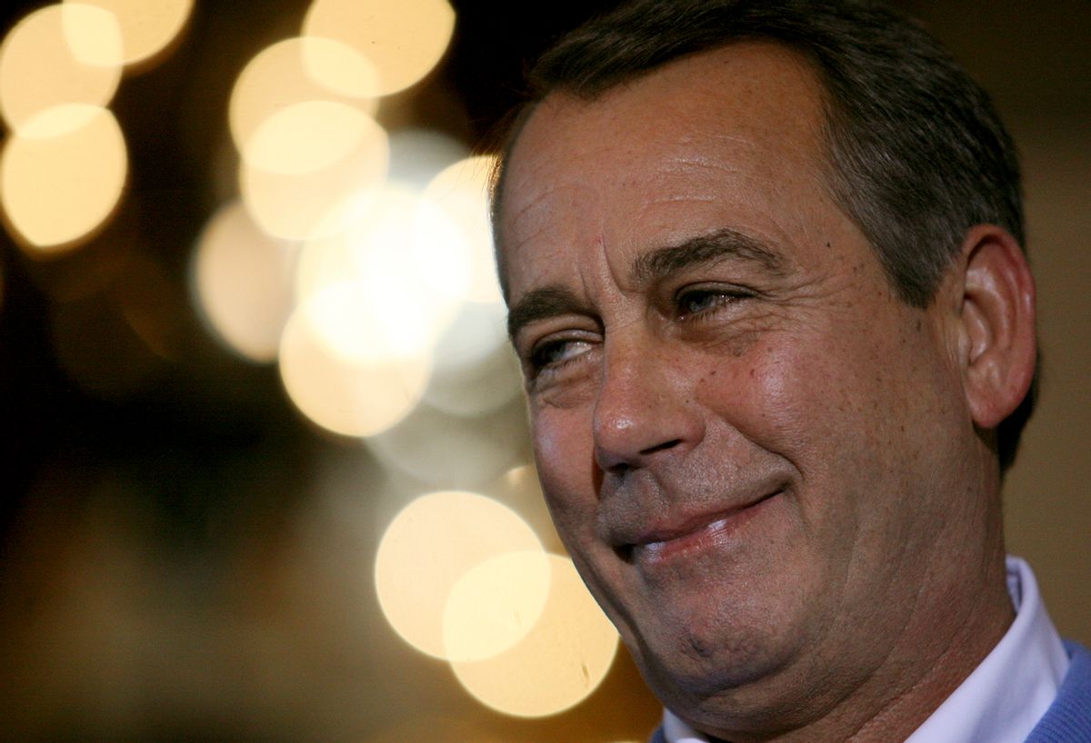 House Republican Leader John Boehner (R-OH) listens during a media availability to discuss planning for a new Republican majority, at the U.S. Capitol in Washington November 10, 2010.  REUTERS/Molly Riley  (UNITED STATES - Tags: POLITICS) (Reuters)