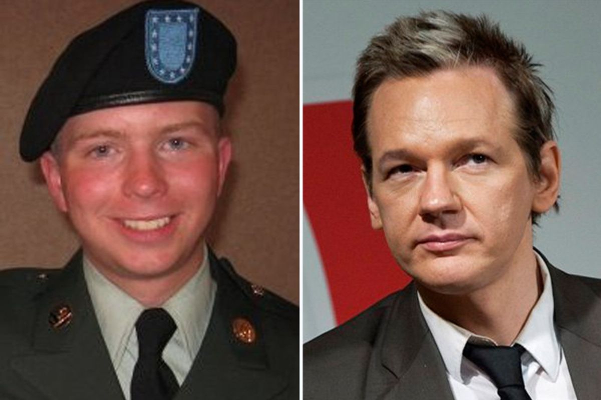 Bradley Manning and Julian Assange (l to r). 