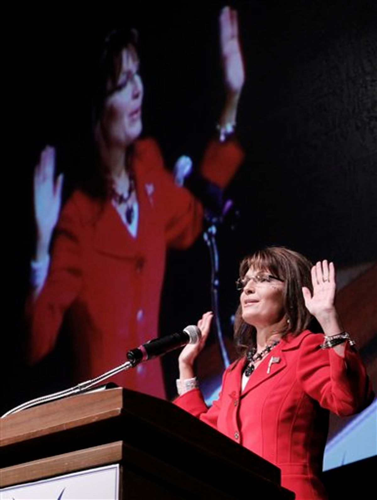 Former Alaska Gov. Sarah Palin speaks  during an anti-abortion fund raising event in Dallas, Wednesday, Nov. 10, 2010. (AP Photo/LM Otero) (AP)