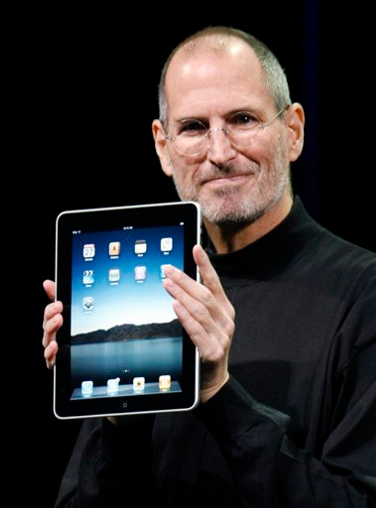 FILE - A Jan. 27, 2010 file photo shows Apple CEO Steve Jobs holding up the new iPad during a product announcement in San Francisco. Jobs sent a note Monday, Jan. 17, 2011 to employees saying he's taking a medical leave of absence so he can focus on his health. He says he will continue as CEO and be involved in major decisions but has asked Tim Cook to be responsible for all day-to-day operations. (AP Photo/Paul Sakuma, File) (AP)