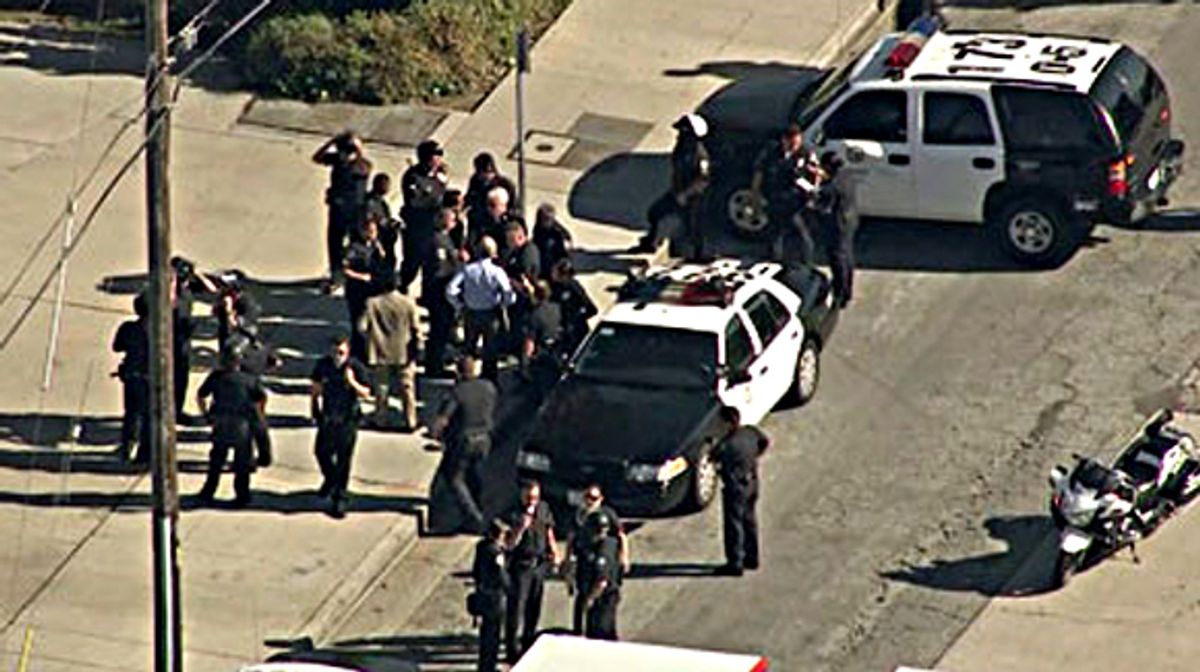 Police on scene at Gardena High School following the shooting. 