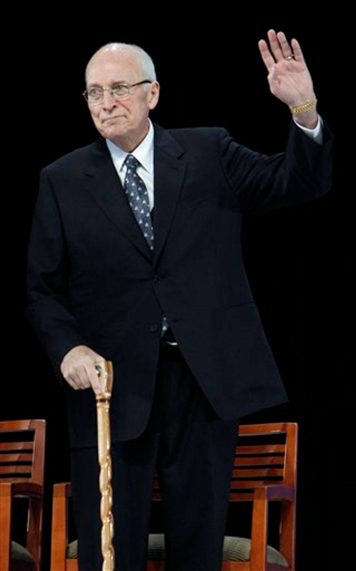 Former Vice President Dick Cheney waves during the groundbreaking ceremony for the President George W. Bush Presidential Center in Dallas, Tuesday, Nov. 16, 2010. (AP Photo/LM Otero)   (AP)