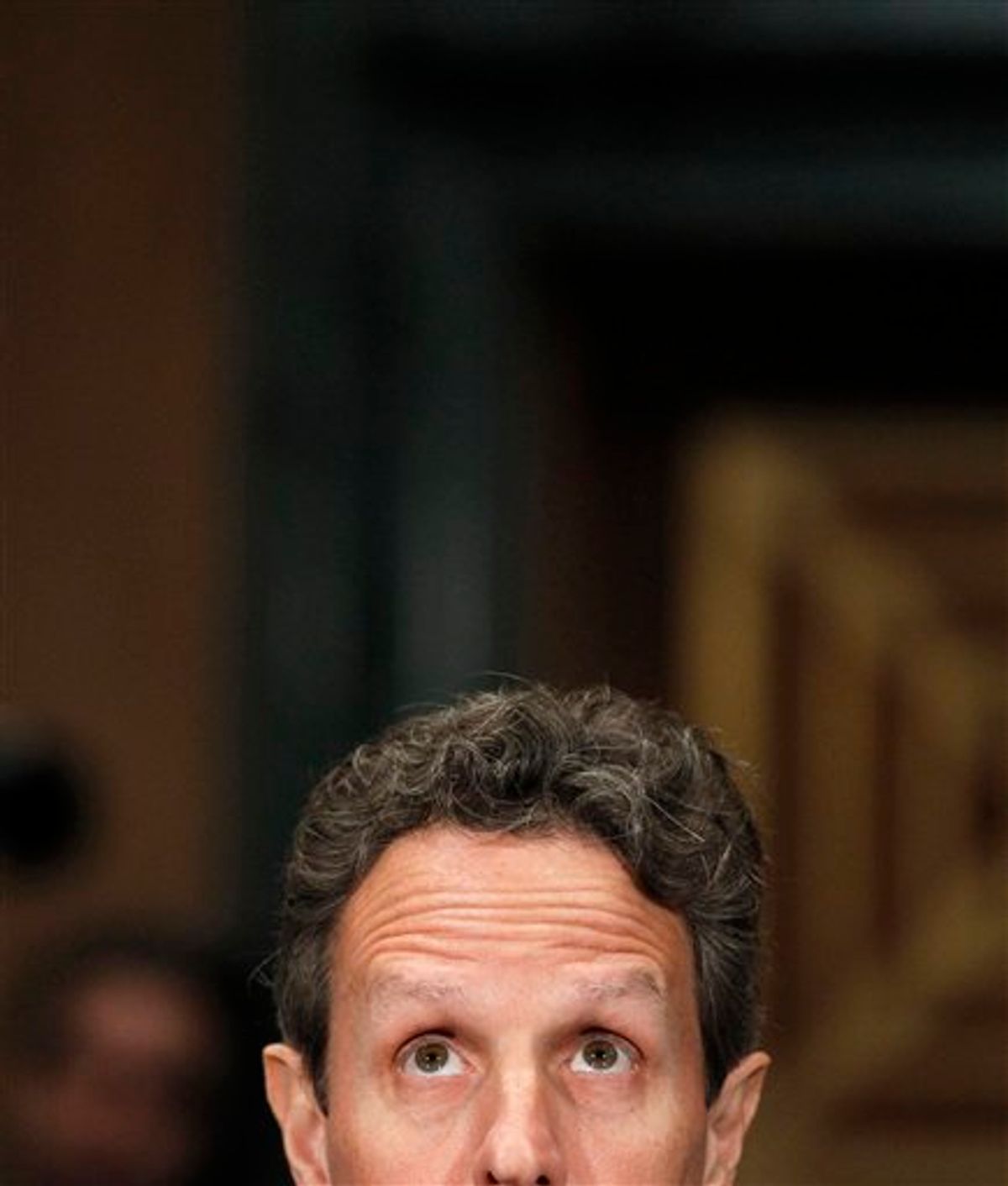 FILE - In this Dec. 16, 2010, file photo Treasury Secretary Timothy Geithner testifies on Capitol Hill in Washington before the Congressional Oversight Panel hearing on TARP. The United States just passed a dubious milestone: Government debt surged to an all-time high, more than $14 trillion. Geithner says failure to increase borrowing authority would be "a catastrophe," perhaps rivaling the financial meltdown of 2008-2009.  (AP Photo/Alex Brandon, File)  (AP)