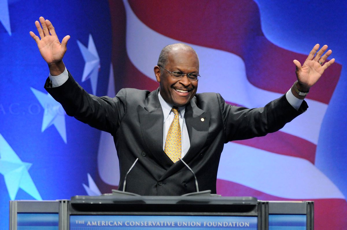 Radio personality Herman Cain takes the stage to address the Conservative Political Action conference (CPAC) in Washington, February 11, 2011.  REUTERS/Jonathan Ernst    (UNITED STATES - Tags: MEDIA POLITICS) (Reuters)