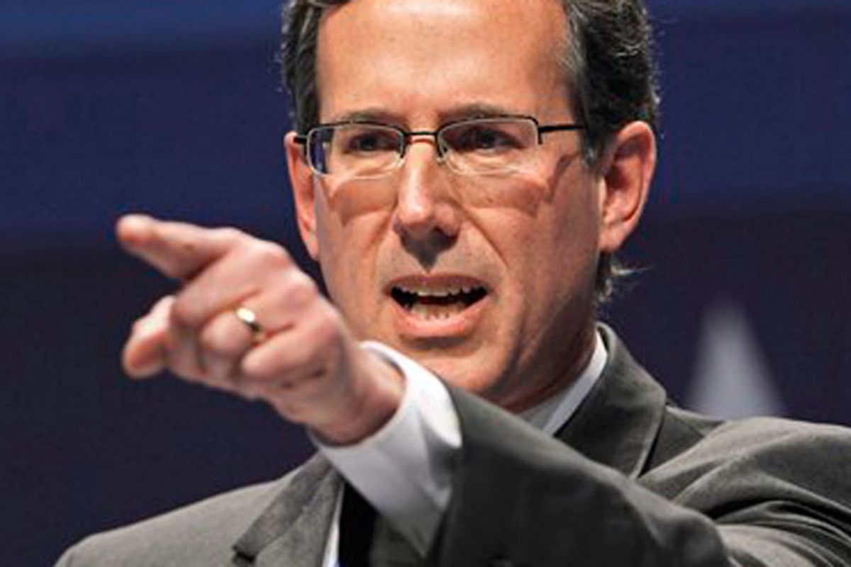 Former Pennsylvania Sen. Rick Santorum addresses the Conservative Political Action Conference (CPAC) in Washington, Thursday, Feb. 10, 2011. (AP Photo/Alex Brandon) (Alex Brandon)