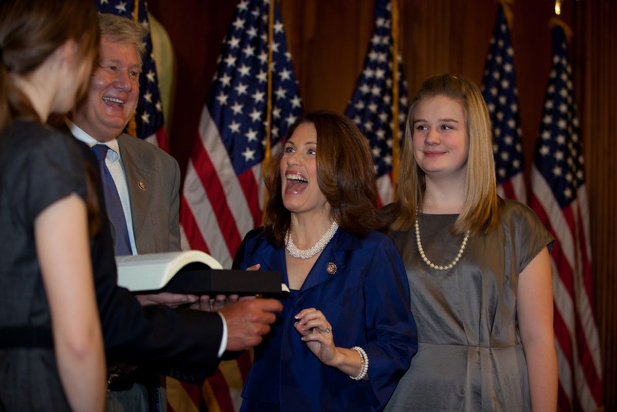 Michele Bachmann and her family at her swearing-in ceremony (Jeff Malet Photography)