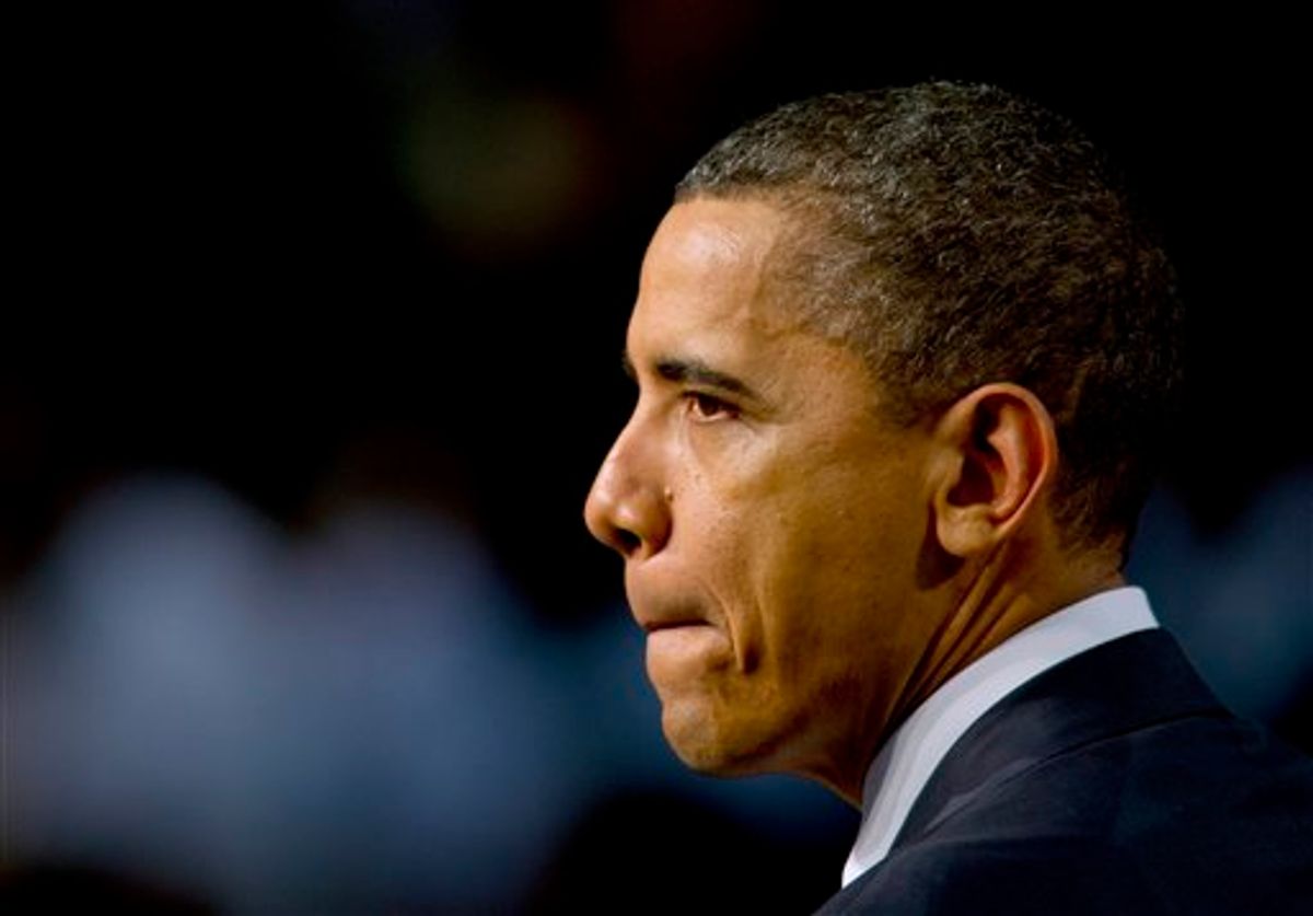 President Barack Obama speaks at Miami Central Senior High School in Miami, Friday, March. 4, 2011. (AP Photo/Steve Mitchell) (AP)
