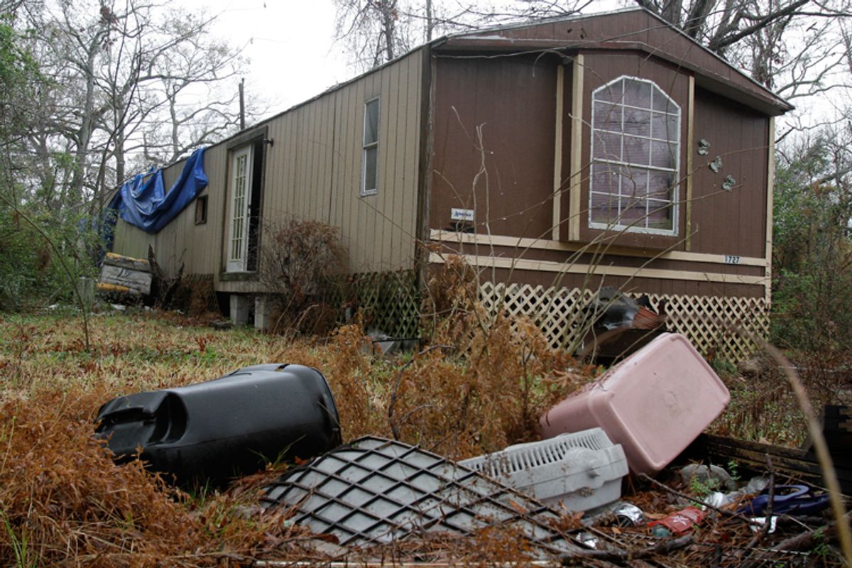 An abandoned trailer in Cleveland, Texas where authorities say an 11-year-old girl was sexually assaulted in November, 2010.   