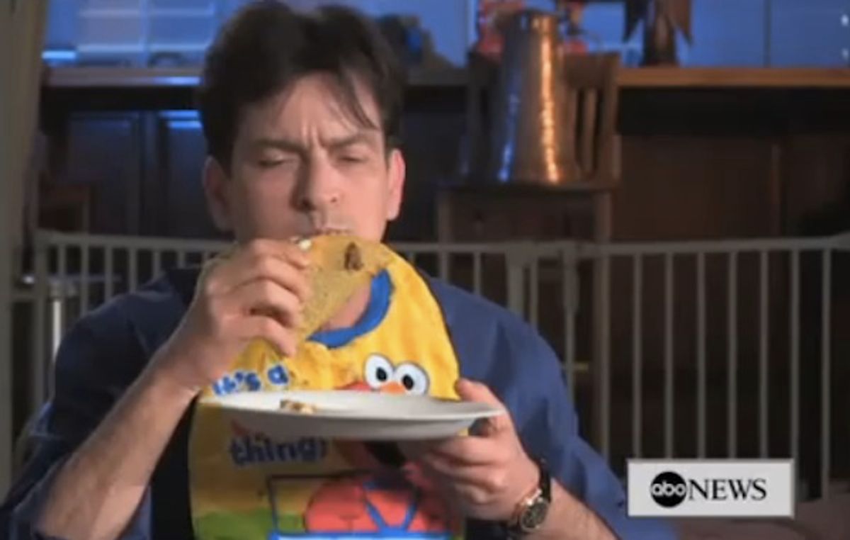 Charlie Sheen's first meal since 1984.