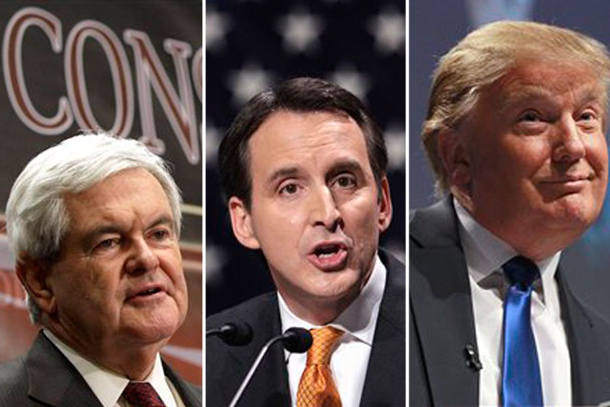 Newt Gingrich, Tim Pawlenty and Donald Trump