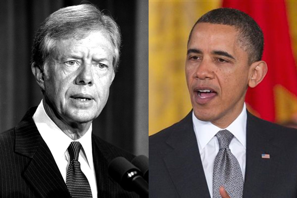 Former President Jimmy Carter and President Barack Obama