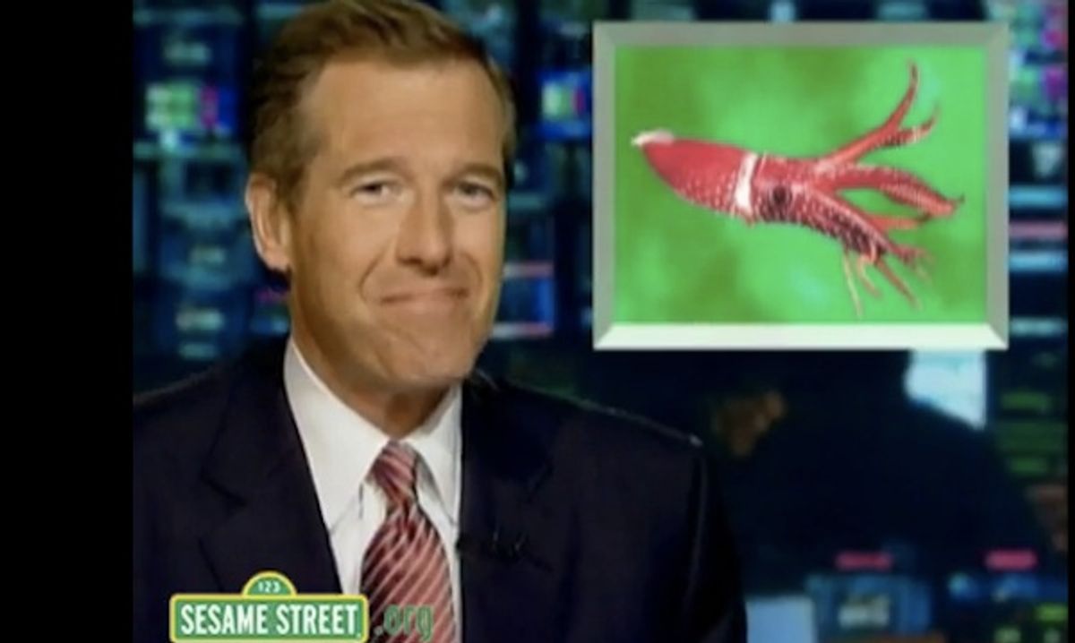 If squids had bones, Brian Williams would try to tickle their funny ones.                     