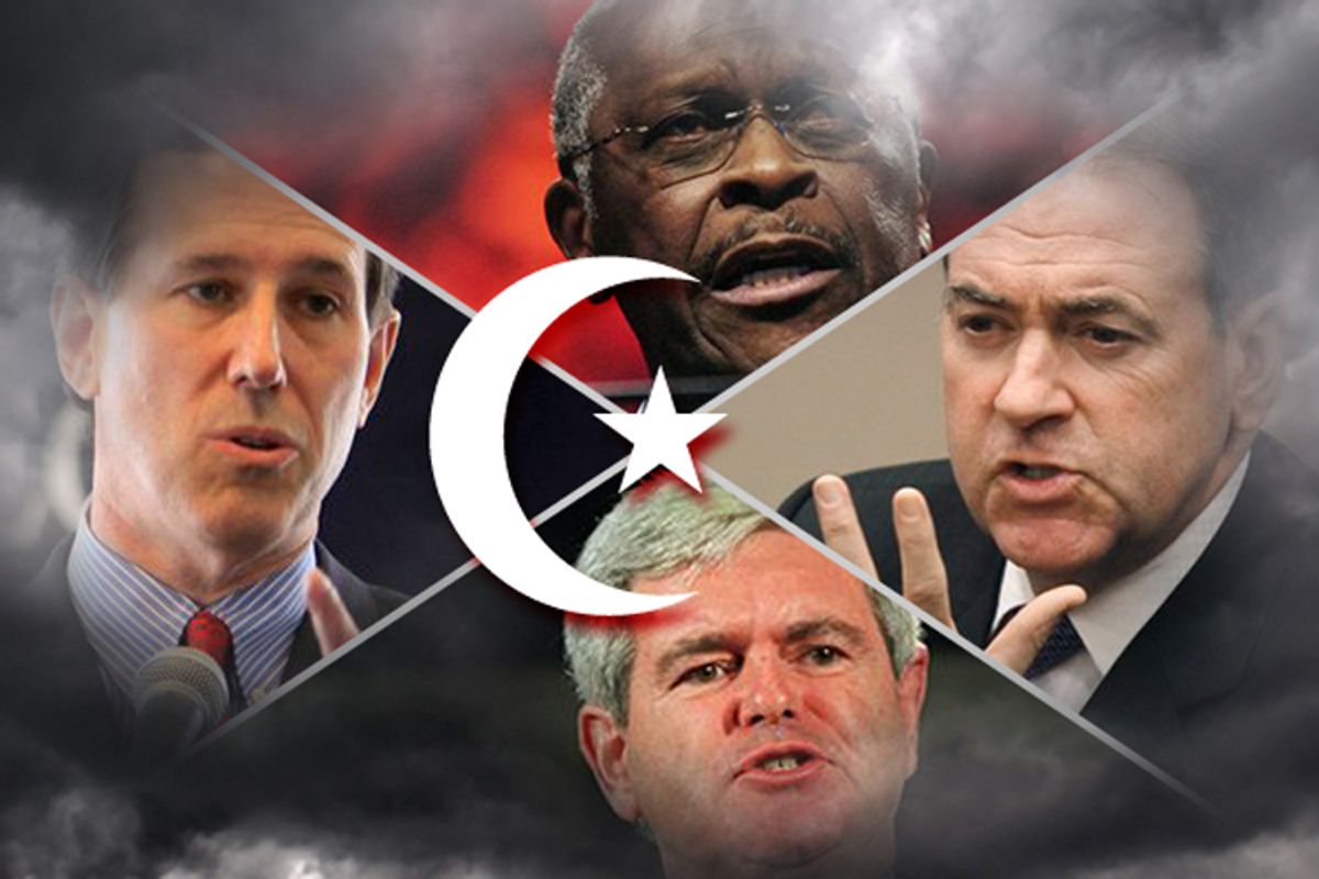 Clockwise, from left: Rick Santorum, Herman Cain, Mike Huckabee, Newt Gingrich