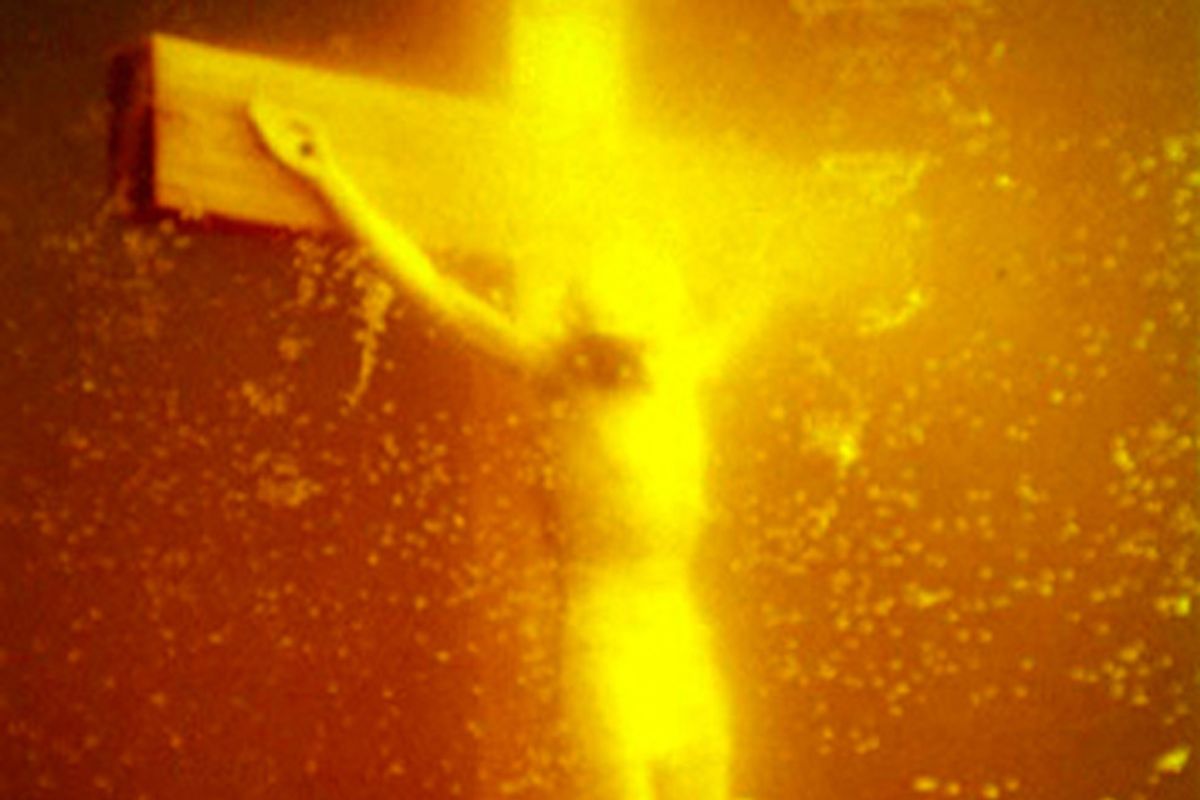 Detail from Andres Serrano's "Piss Christ"