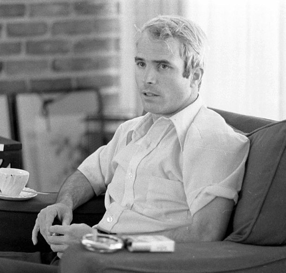 A young McCain being interviewed for U.S. News, April 24, 1973.