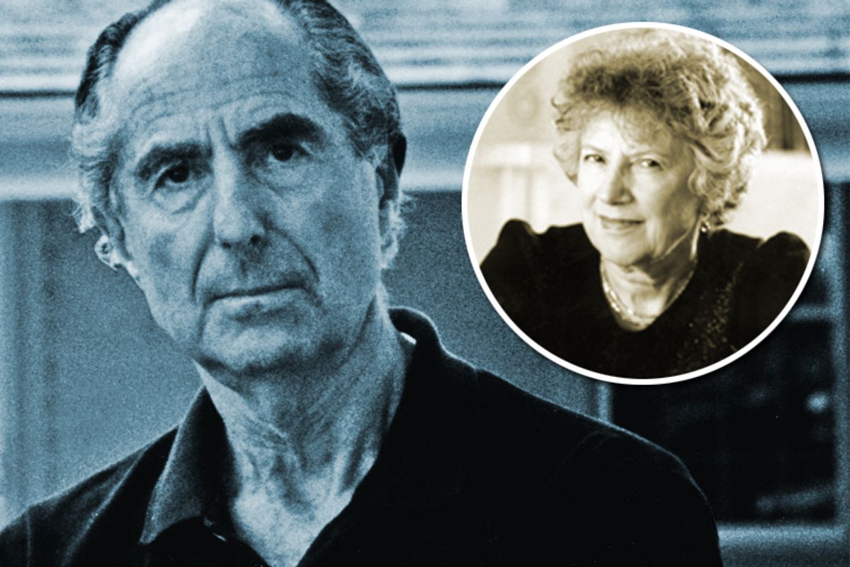 Philip Roth and Carmen Callil (inset)     