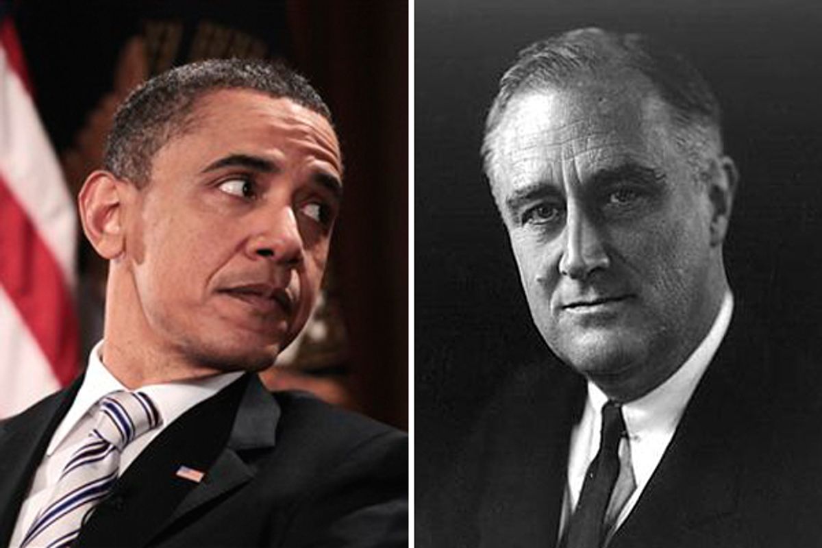 President Barack Obama and former president Franklin Delano Roosevelt 