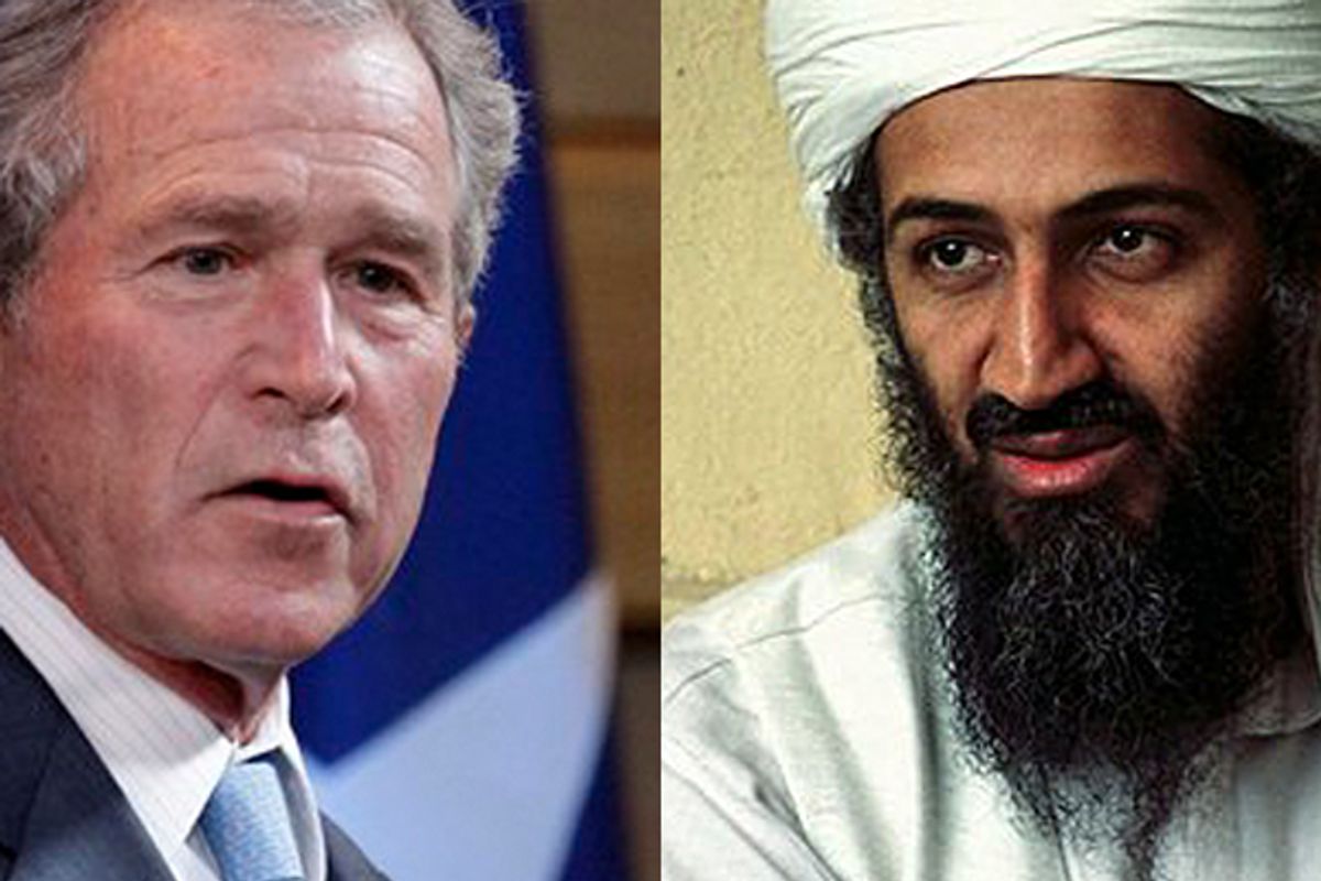 Former president George W. Bush and Osama Bin Laden