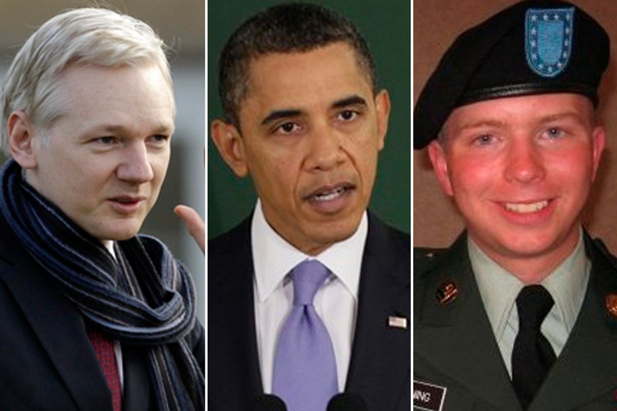 Julian Assange, President Obama and Bradley Manning