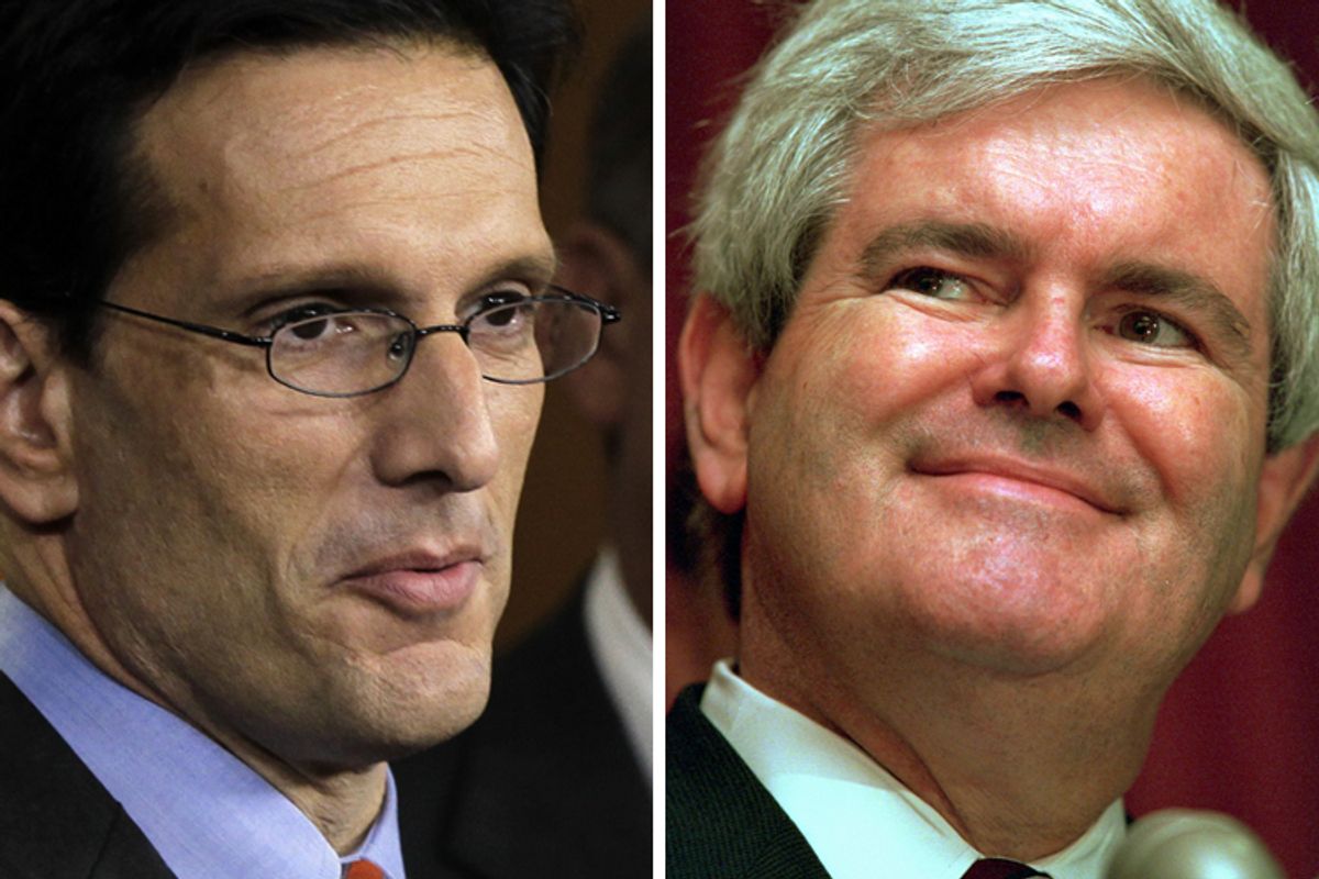 Rep. Eric Cantor, and former Speaker of the House Newt Gingrich in 1995