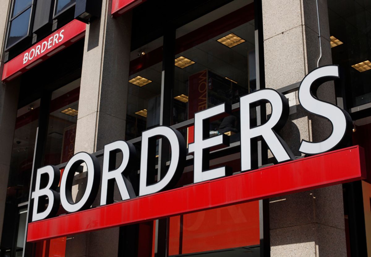 A Borders sign is seen outside a branch of their bookstore in New York, July 19, 2011. The company said in a statement Monday it was unable to find a buyer willing to keep it in operation and will sell itself to a group of liquidators led by Hilco Merchant Resources.    REUTERS/Shannon Stapleton (UNITED STATES - Tags: BUSINESS MEDIA) (Â© Shannon Stapleton / Reuters)
