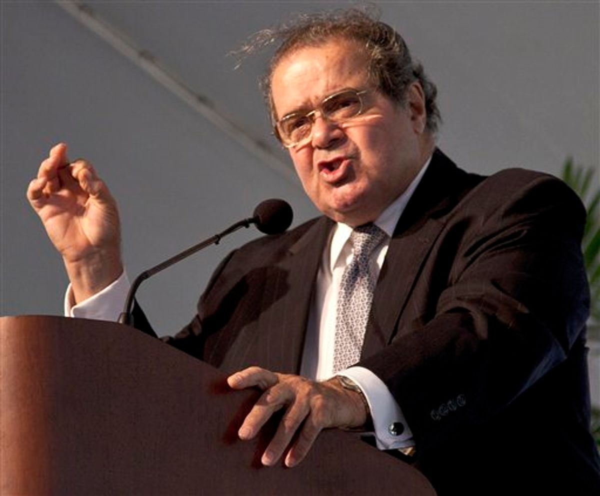 FILE - In this Sept. 8, 2010 file photo, Supreme Court Justice Antonin Scalia speaks in Milwaukee. (AP Photo/Morry Gash, File)      (AP)