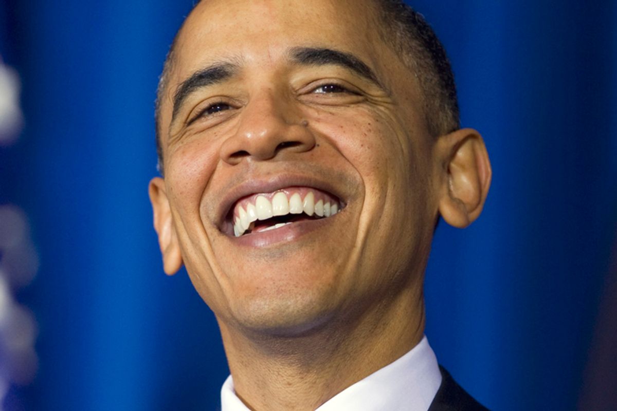 President Barack Obama smiles at the Interior Department in Washington, Wednesday, Dec. 22, 2010, prior to signing the  "don't ask, don't tell" repeal legislation that would allow gays to serve openly in the military.  (AP Photo/Evan Vucci) (Evan Vucci)