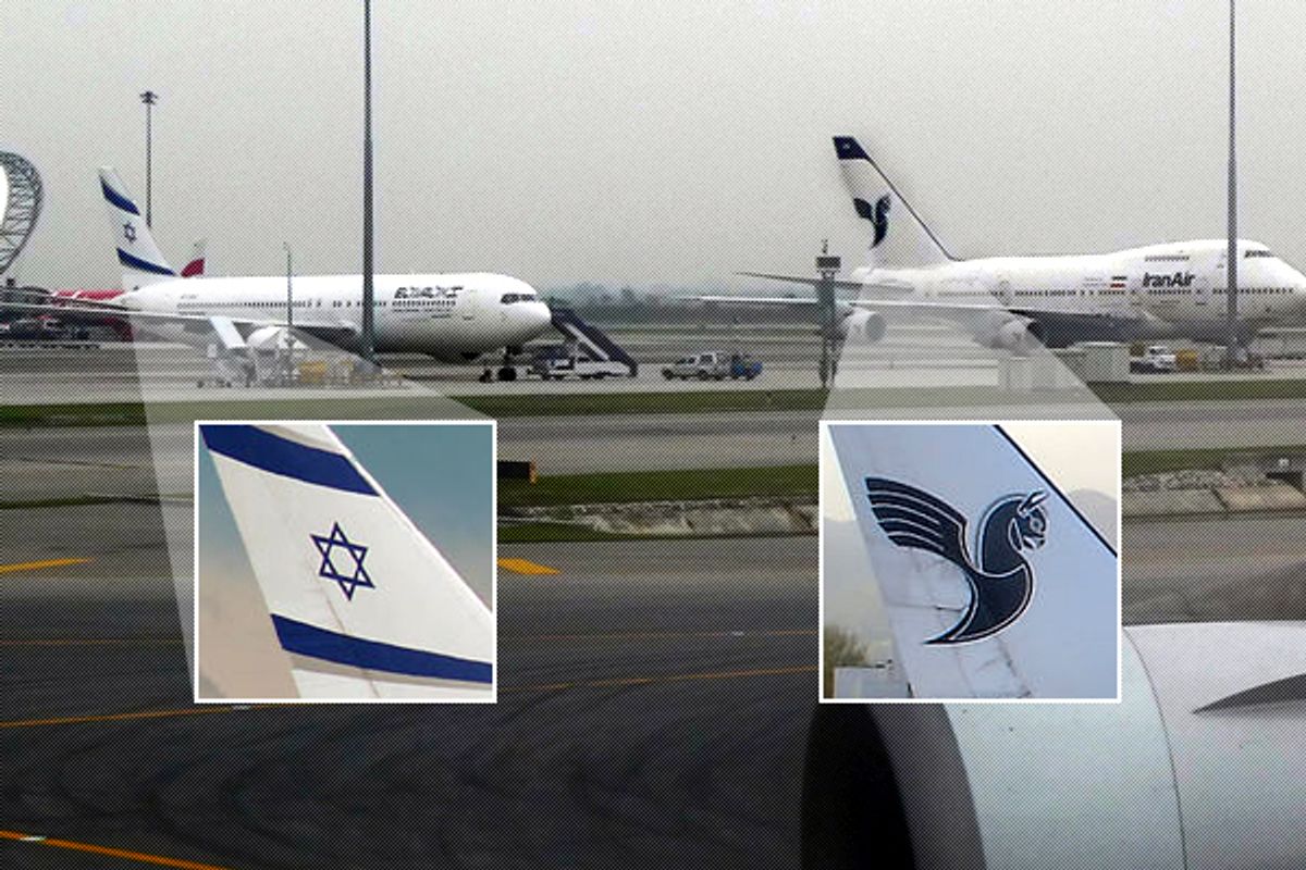 An El Al 767 and an Iran Air jet parked next to each other at an airport in Bangkok.  (Patrick Smith/Salon)