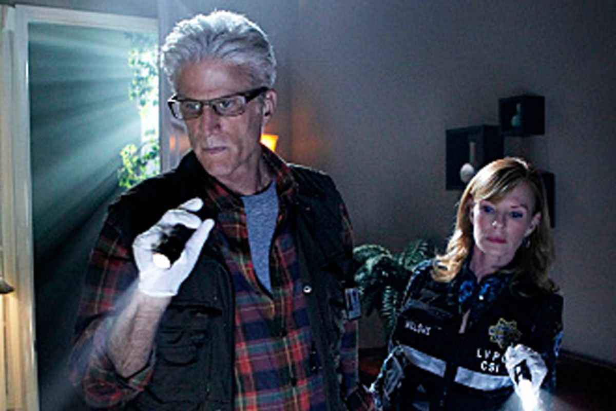 Ted Danson and Marg Helgenberger in "CSI: Crime Scene Investigation"
