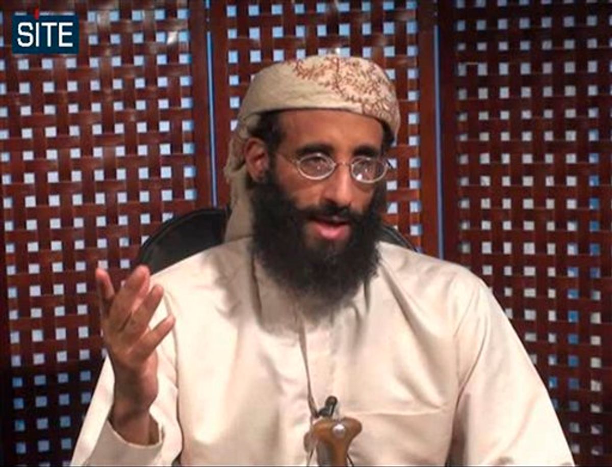 FILE - In this Nov. 8, 2010 file image taken from video and released by SITE Intelligence Group on Monday, Anwar al-Awlaki speaks in a video message posted on radical websites. A senior U.S. counterterrorism official says U.S. intelligence indicates that U.S.-born al-Qaida cleric Anwar al-Awlaki has been killed in Yemen. (AP Photo/SITE Intelligence Group, File) NO SALES   (AP Photo/SITE Intelligence Group, File)